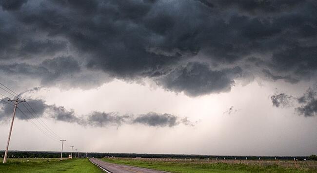 Stormy clouds over country roads